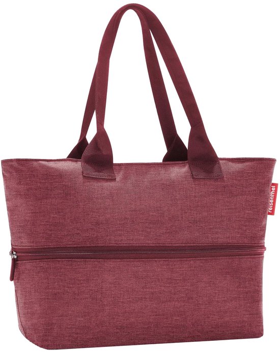 Donkerrode Reisenthel shopper tas met handvatten en een voorvak met rits.