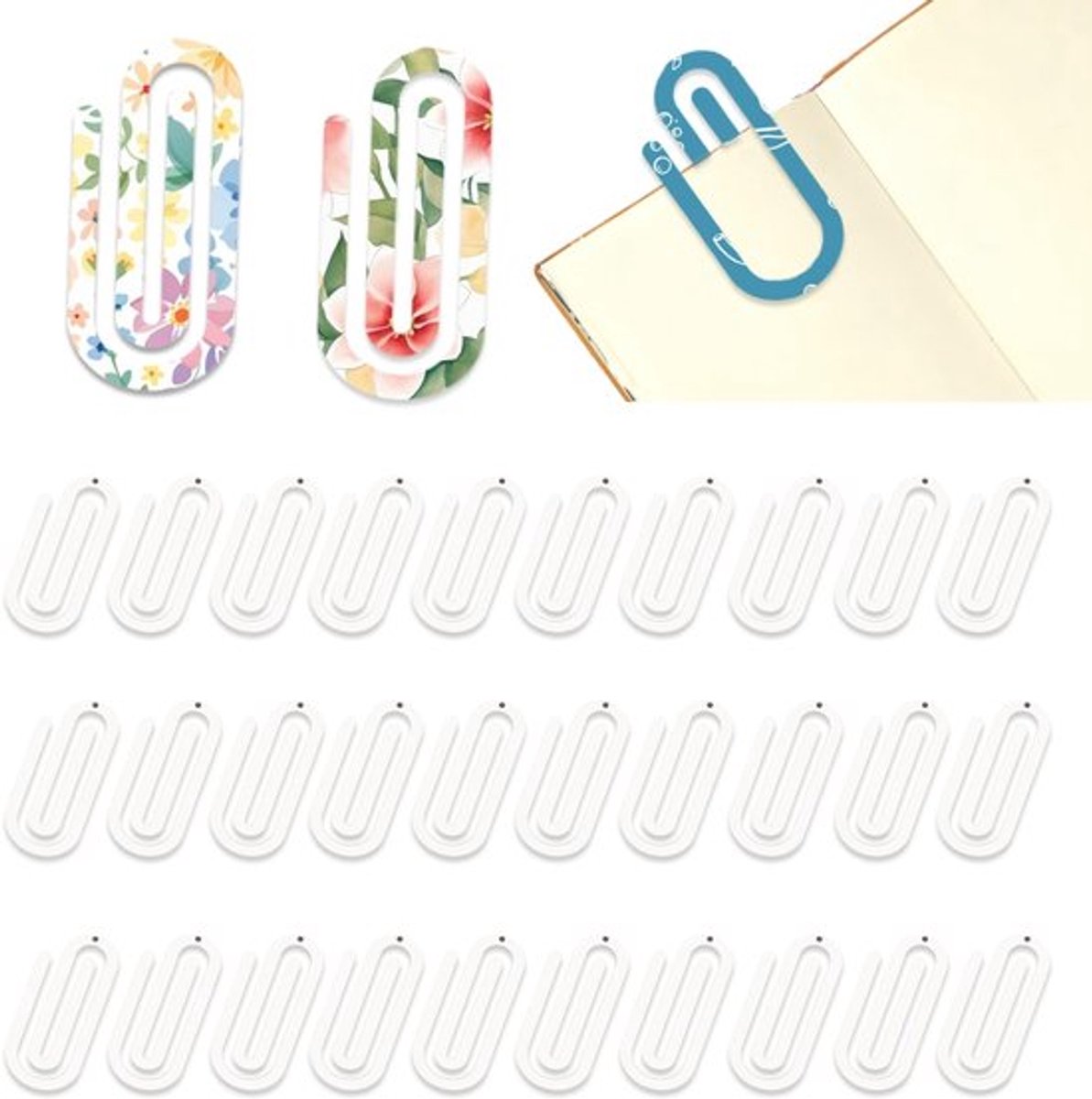 Sublimatieklemmen 50 stuks - Acryl - Jumbo bladwijzer - Transparant - Thermotransfer-clip - Knutselbenodigdheden 10 x 5 cm - Paperclips