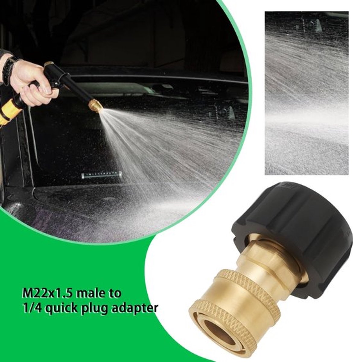 Hogedrukreiniger Adapter Messing Connector Snelkoppeling 1/4" Druk Snelstekker Geschikt voor M22 5000 PSI