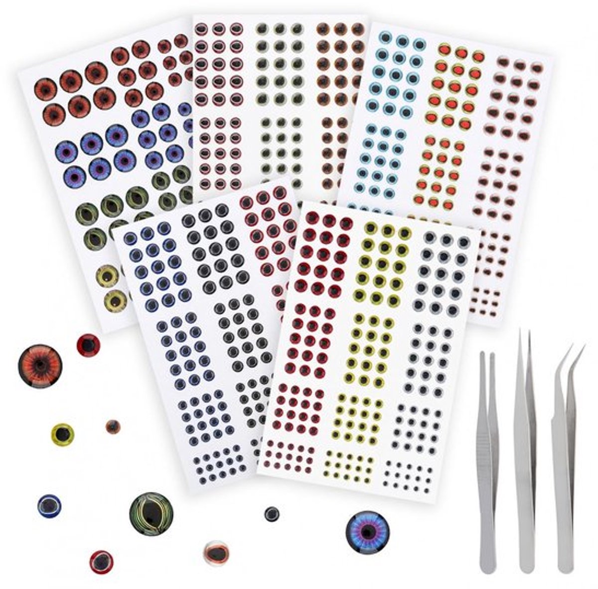 Valse Ogen Realistisch - 804pcs - 6 Maten 3/4/5/6/8/10 mm - Epoxy - Multicolor - Lichtgewicht - Vissnoerogen