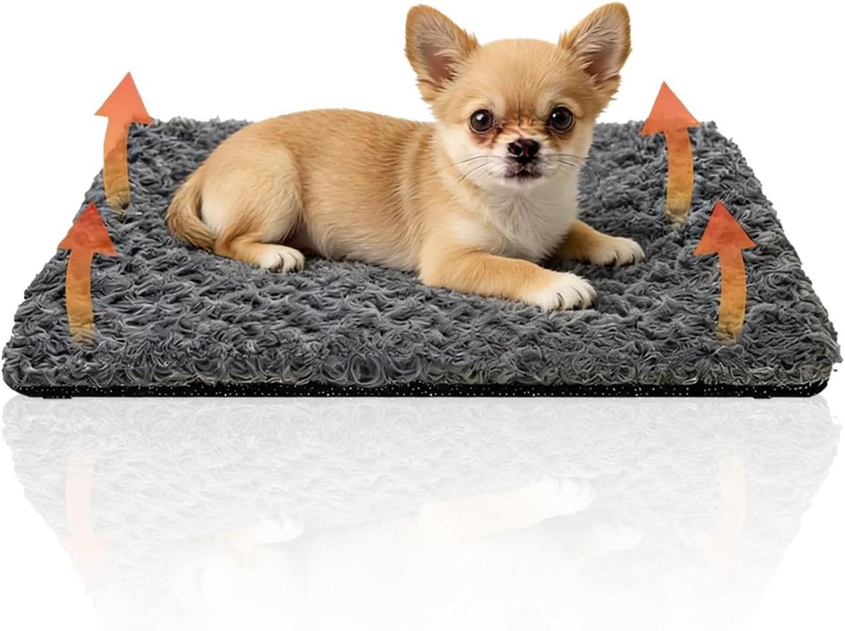 Huisdier Zelfverwarmend Bed - Huisdierkussen Kalmerend - Huisdier Comfort - Zonder Elektriciteit Warmte - M 60 x 45 cm - Grijs