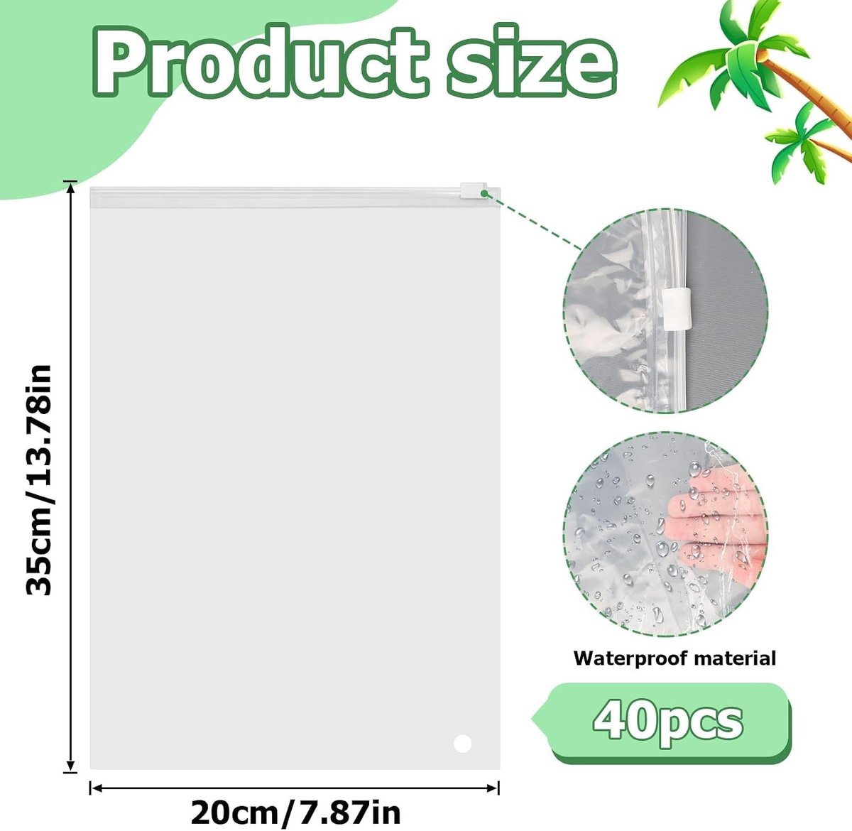 Grote Hersluitbare Zakken - Transparant - 20 x 35 cm - Stevig Kunststof - Voor Kleding en Schoenen