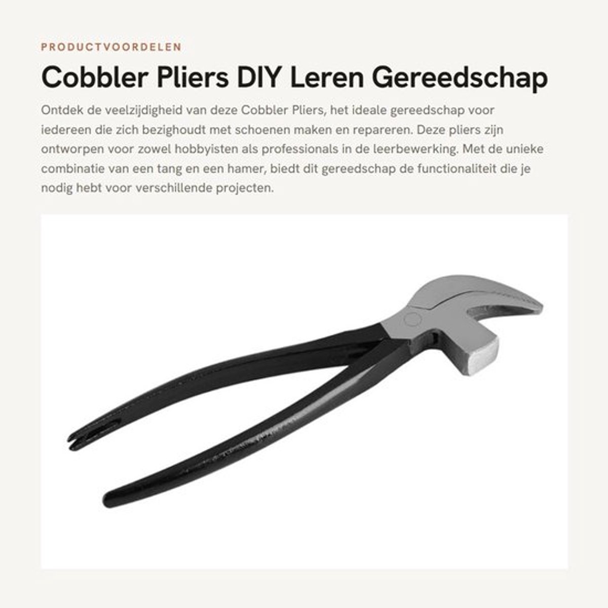Schoenmakerstang Ergonomisch - Hamer/ Tang - Robuust Staal - Compact - DIY Gereedschap - 1 Jaar Garantie - Leestang