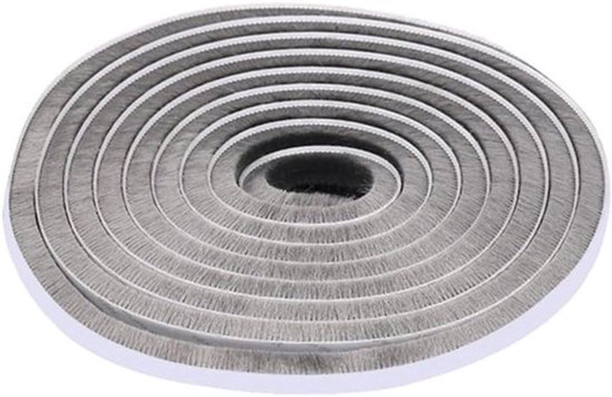 Zelfklevende Borstelstrip 9 mm x 9 mm voor Deuren en Ramen, Geluidsisolatie, Weerbestendige Afsluiting en Stofwering
