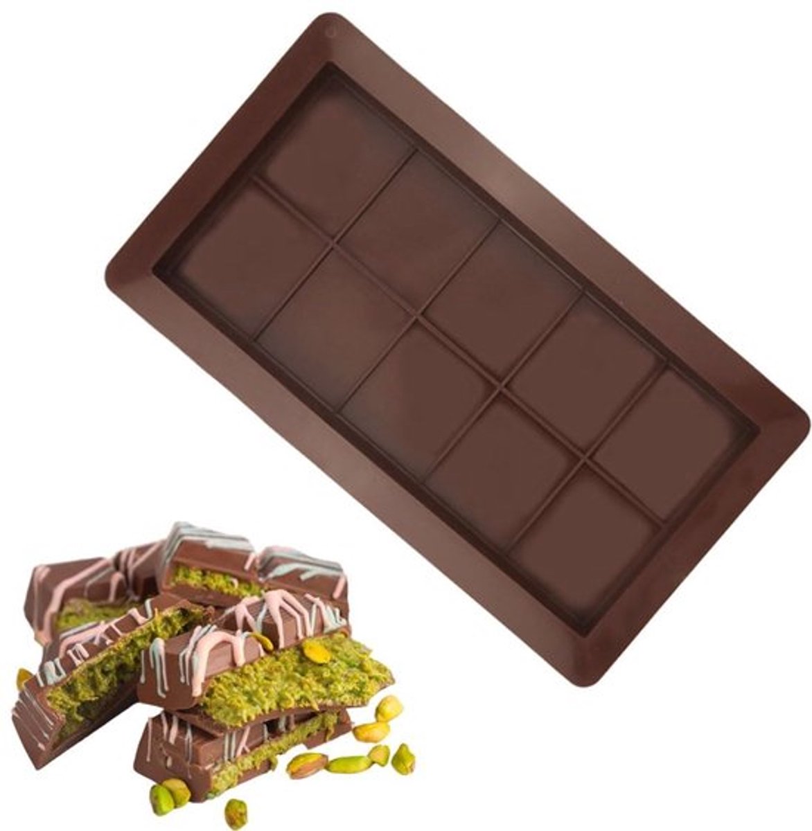Bakvorm Siliconen - Diepe Chocoladevorm - Bakvorm voor Snoep - Bakvorm voor Pistachenoten - Antiaanbaklaag - Creatieve Smaakcombinaties