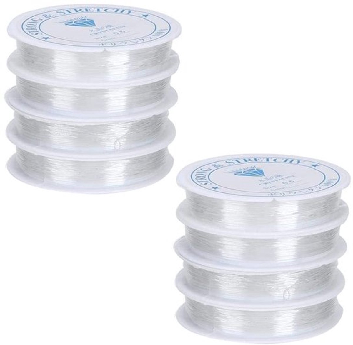 Elastisch Touw 120 m - 8 Rollen van 15 m - Transparant - Scheurbestendig - Diameter 6 mm - Voor Sieraden en Decoraties - Garen