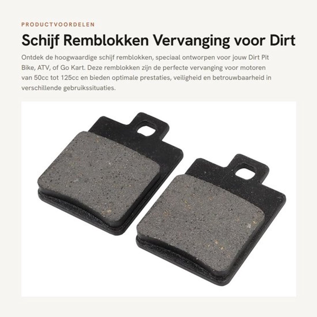 Remblokken Vervanging voor Dirt Bike - Remblokken ATV - Remblokken Go Kart - Remblokken Quad - Remblokken 50cc/70cc/90cc/110cc/125cc - Hoogwaardige Kwaliteit - Remschijven
