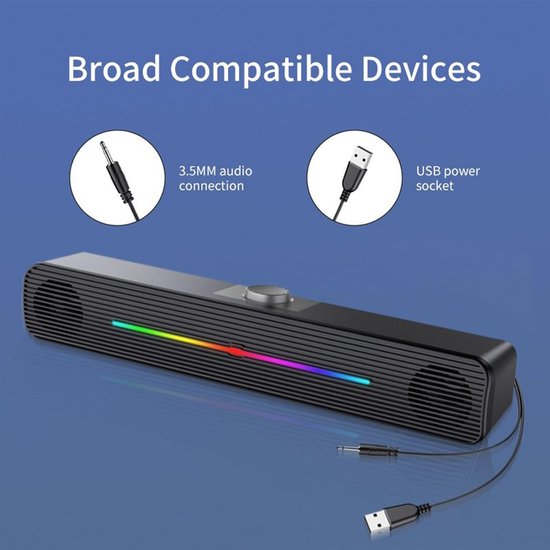 Desktop Soundbar - Computerluidsprekers Bar - Muziek Luisteren - Verbeterde Basintensiteit - 40 cm - Zwart — afbeelding 3