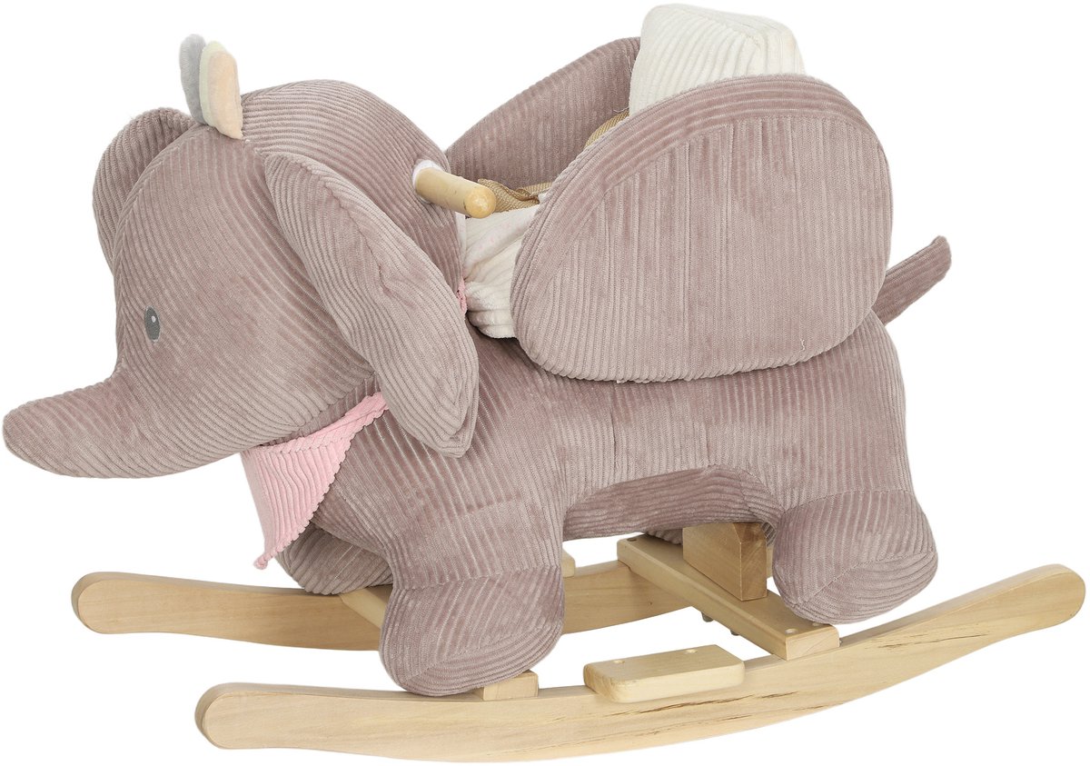 Sogiol® Hobbelpaard - Pluche Schommelolifant met Geluid en Gordel 65 cm Bruin