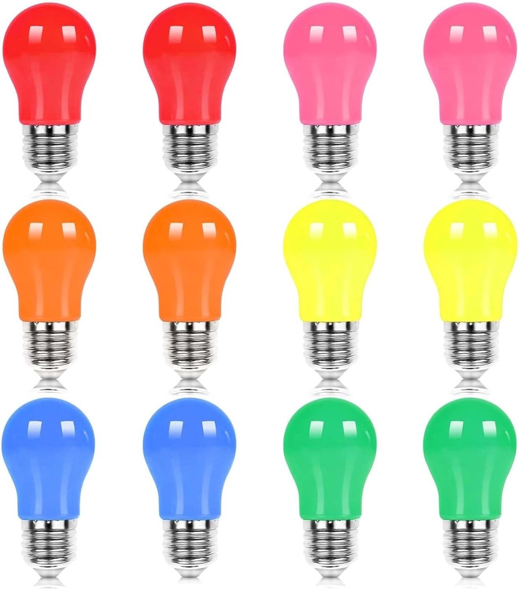 Gekleurde LED Lampen - Kleurrijk - 12 stuks - Energiebesparend - Voor Feestdecoratie