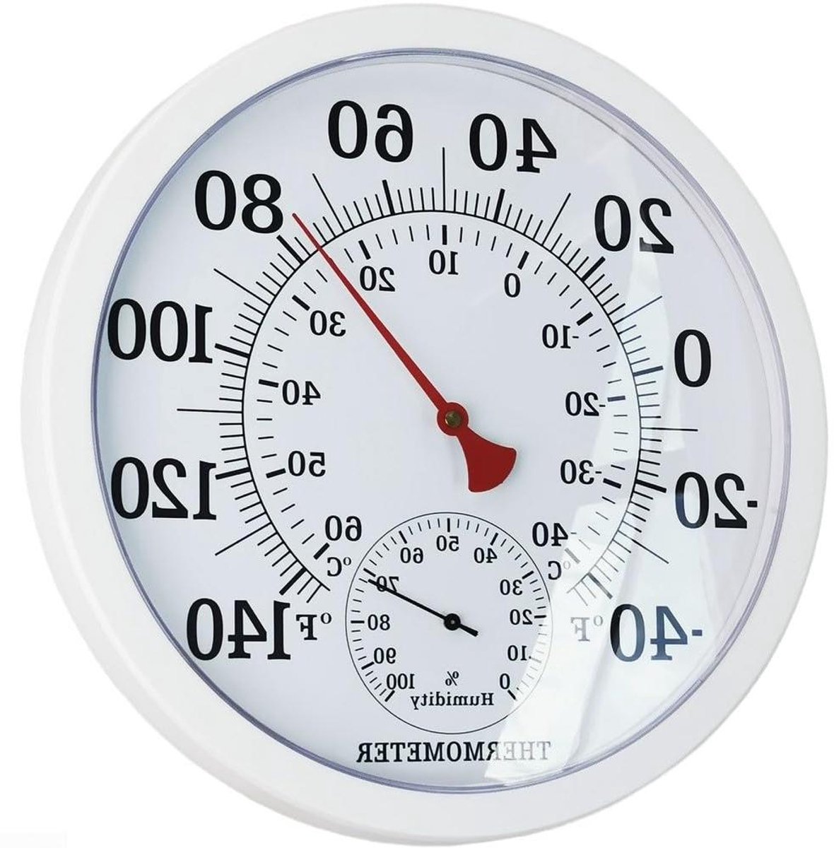 Binnen Buiten Thermometer - Weerstation Hygrometer - Weer Monitoren - Dubbele Schaal Weergave - 22 cm - Wit