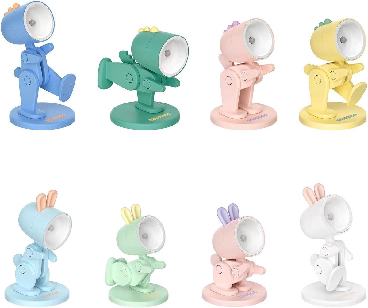 Mini Dinosaurus Nachtlampje - Cartoon Konijn Lampje - Kamer Decoratie - Magnetische Basis - 8 Stuks - Multicolor