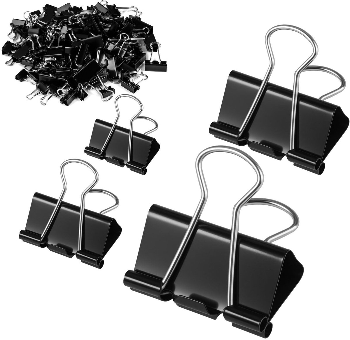 Omgoods - Set van 130 Opvouwbare Paperclips in Zwart