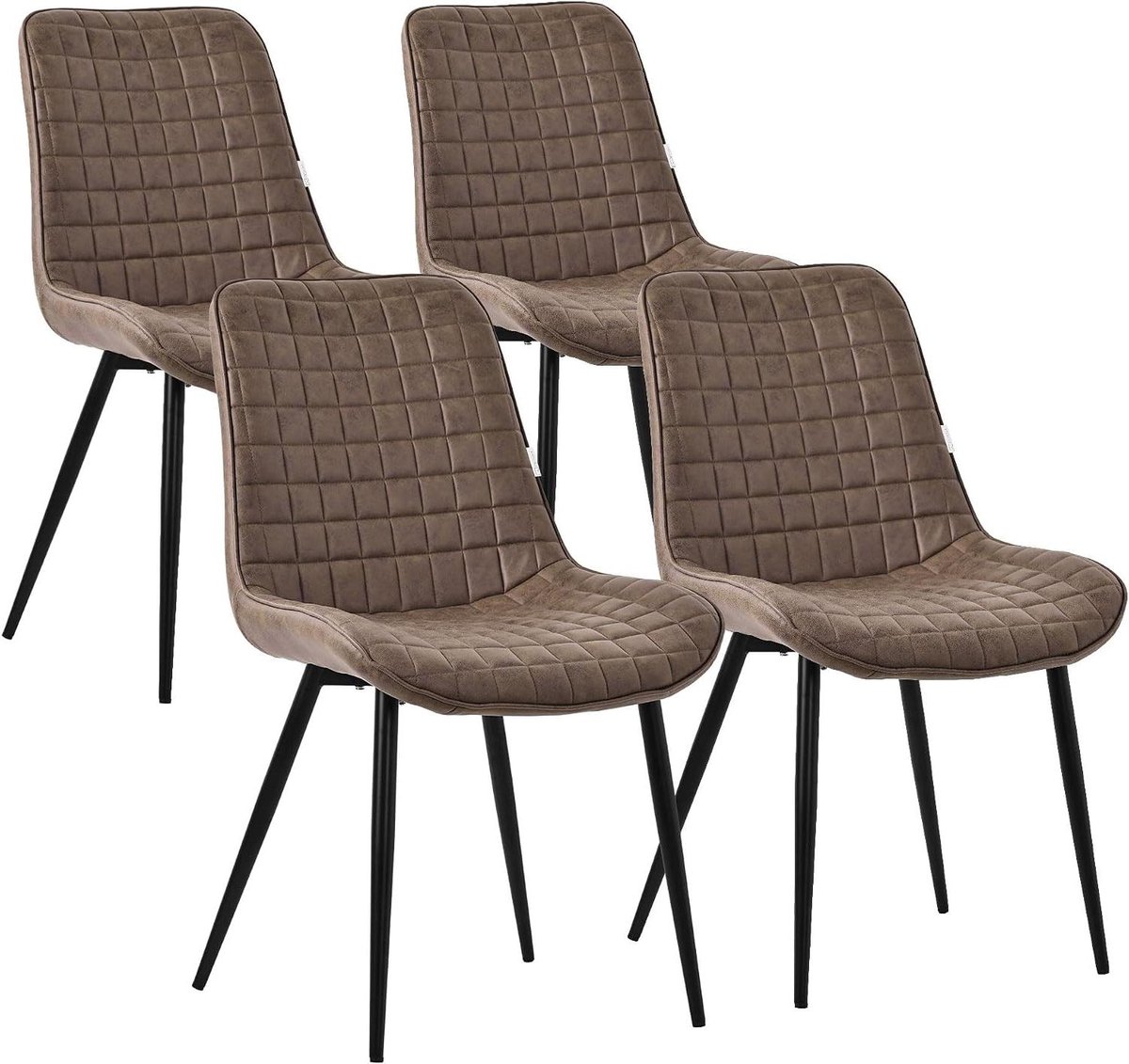 Eetkamerstoelen Set - Stoelen Set - Comfortabel Zitten - Zacht Kunstleer - 4 stuks - Bruin