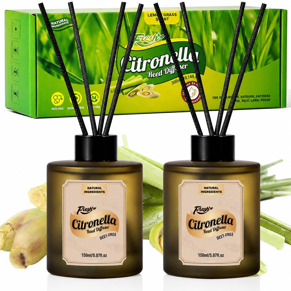 Omgoods - Set van 2 Luchtverfrissers met Citronellageur
