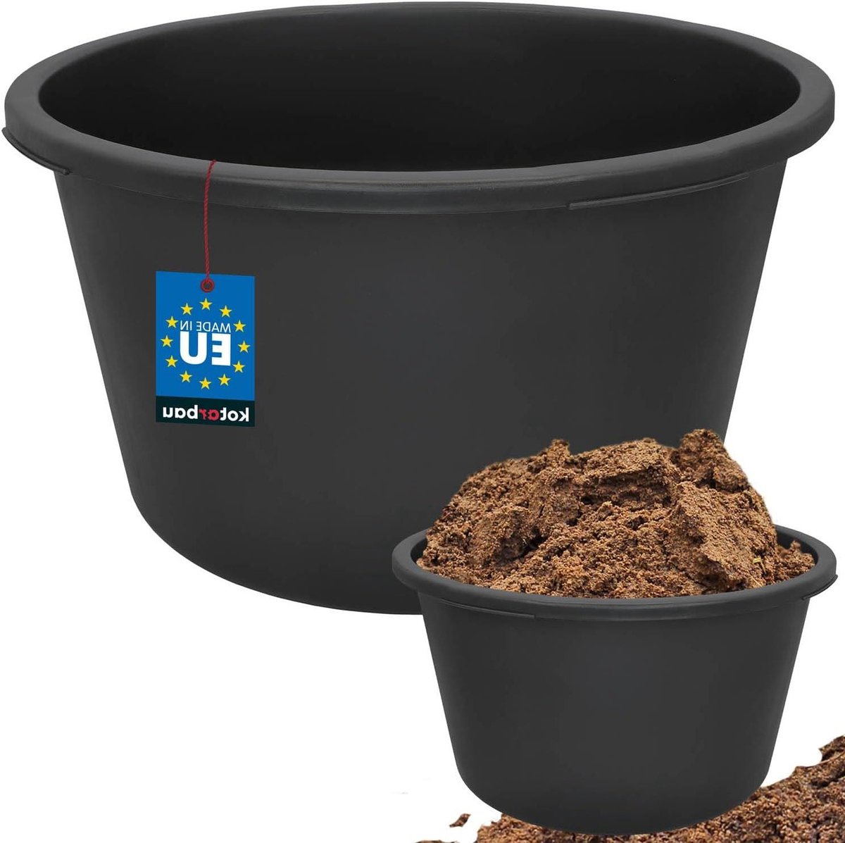 Mortelbak - Bouwemmer Gietemmer - Bouw Werkzaamheden - Kunststof Gemakkelijk Schoon - 90 Liter Inhoud - Zwart