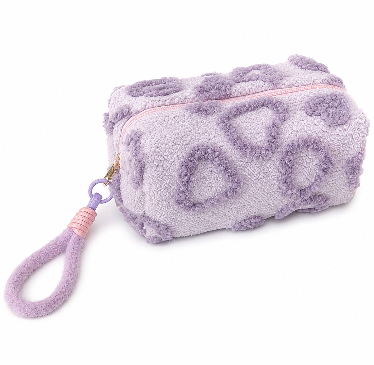 Toilettas / Etui - Pluche Hartje Lila | 20 x 10 x 10 cm | Fashion Favorite