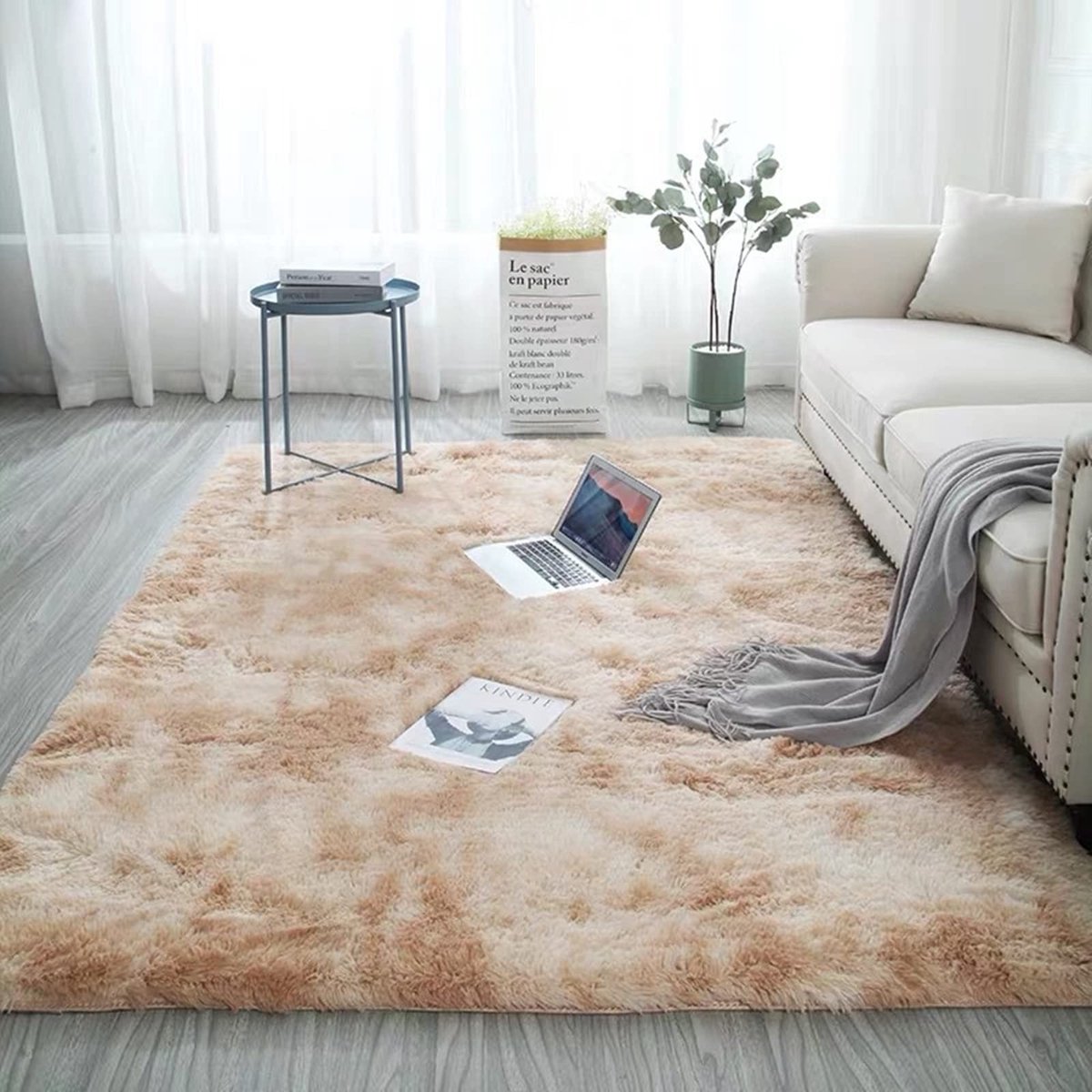 Omgoods - Hoogpolig Vloerkleed, Super Zacht en Antislip in Beige
