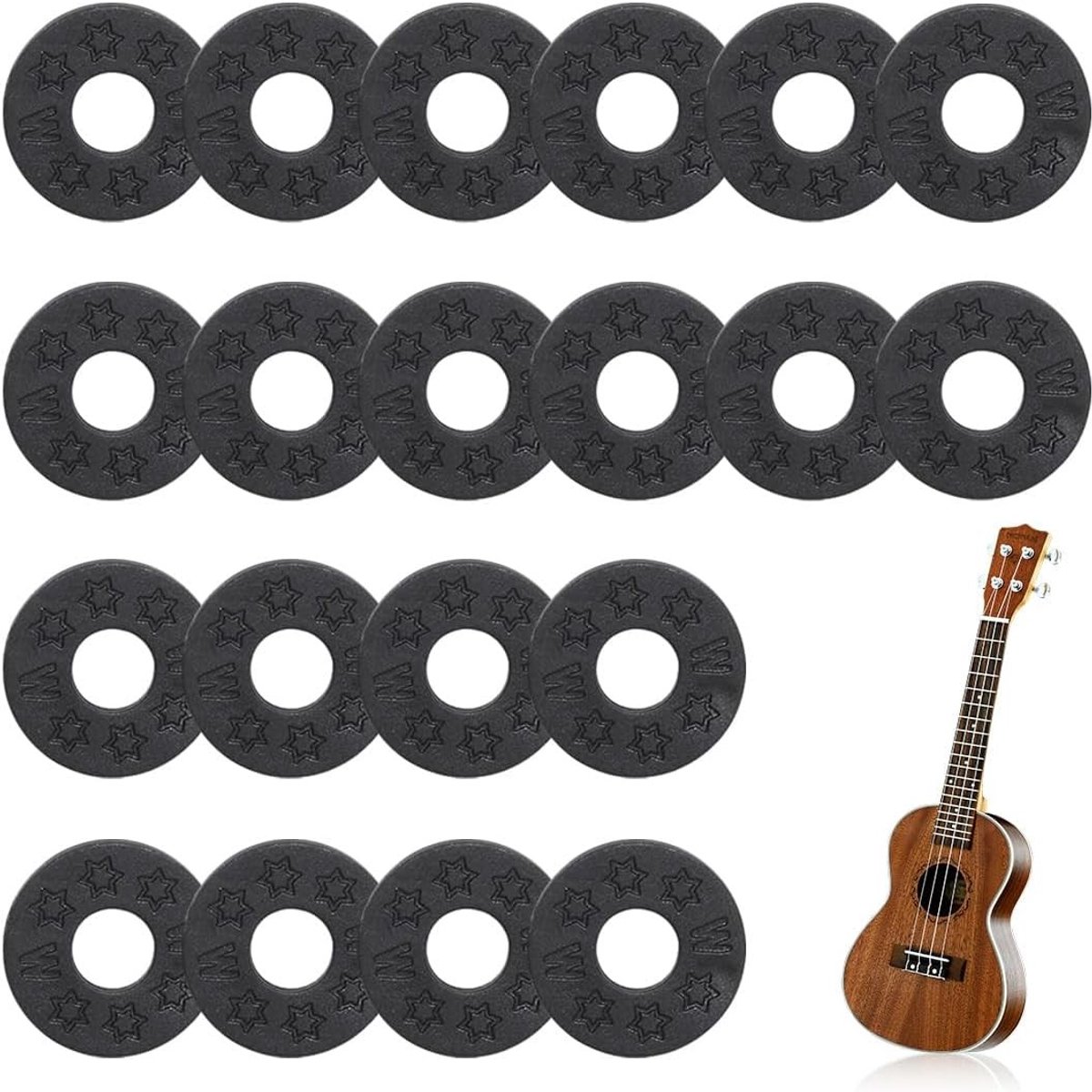 20 Stuks Zwarte Rubber Gitaar Strap Blocks, Lock Guards en Gasket Onderdelen voor Akoestische Gitaar, Elektrische Gitaar en Ukulele
