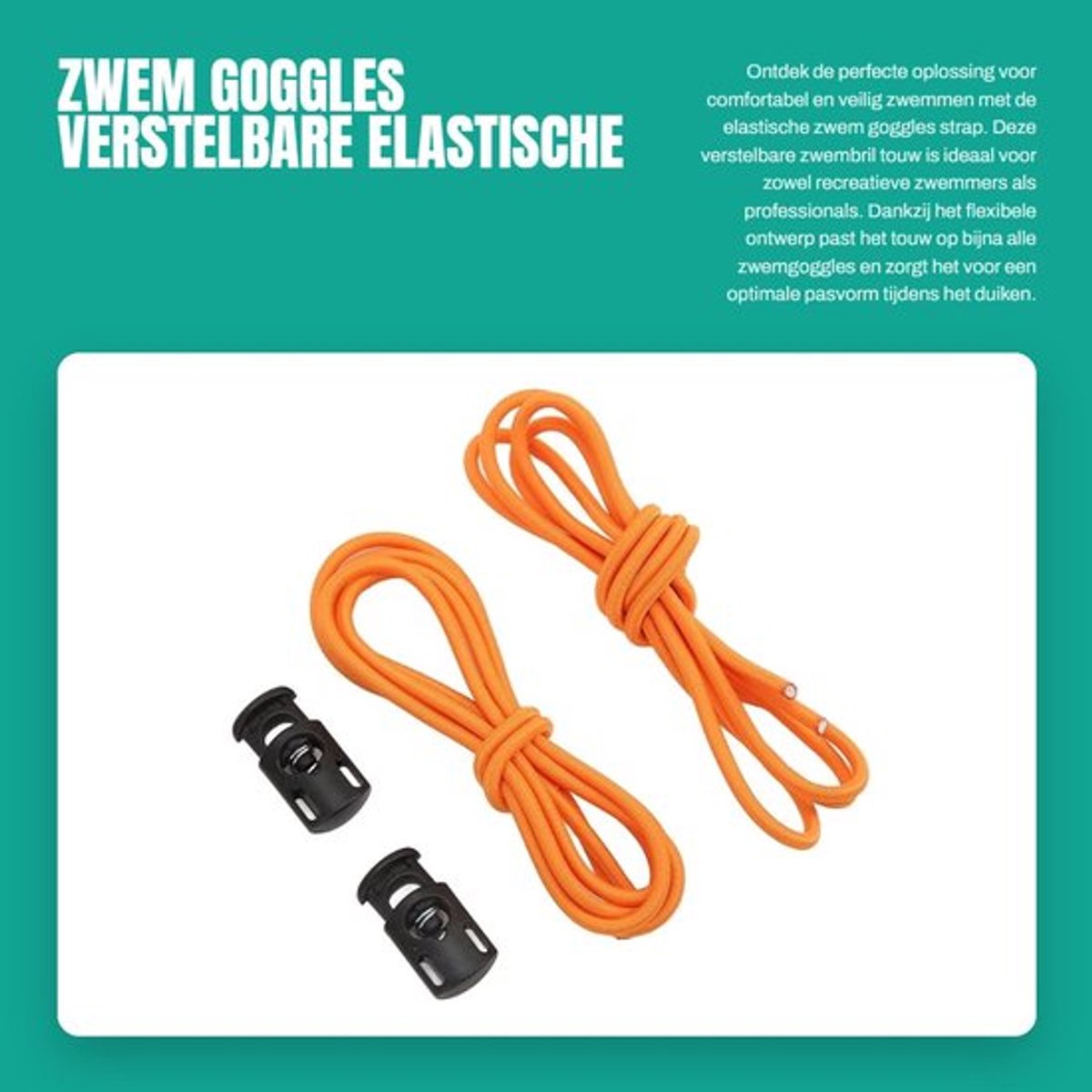 Zwembril Touw Verstelbaar - Elastisch Rubber - Comfortabel - Duurzaam - Geschikt voor Duiken - Inclusief Knoop en Vergrendelingsknop - Zwemgoggles