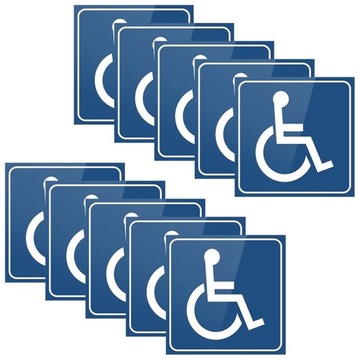Gehandicaptenstickers 10 stuks - Blauwe Stickers - Zelfklevend PVC - Waterdicht - Universeel - Afmetingen 7,62 x 7,62 cm - Rolstoelstickers