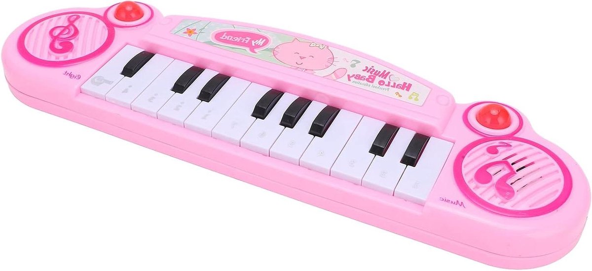 Elektronisch Pianotoetsenbord Kinderen - Muziek Speelgoed Piano - Muzikale Ontwikkeling Stimuleren - Kindveilig Afgerond Ontwerp - 34 cm - Roze