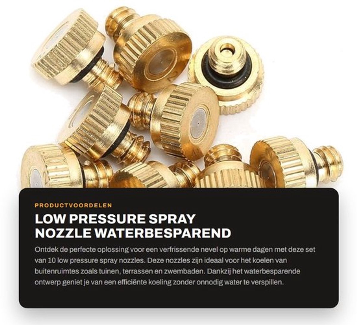 Spray Nozzle 10 Stuks - Duurzaam Messing - Waterbesparend - Koelsysteem - O-Vormige Sealing Ring - 0.2mm Gatdiameter - Atomizer