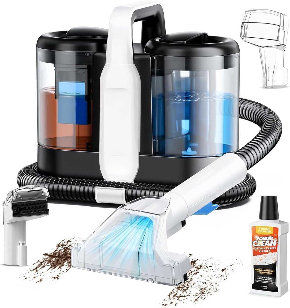 Tapijtreinigermachine - Wit - 600 W - Natzuiger met Dubbel Tanksysteem - Voor Huis en Auto