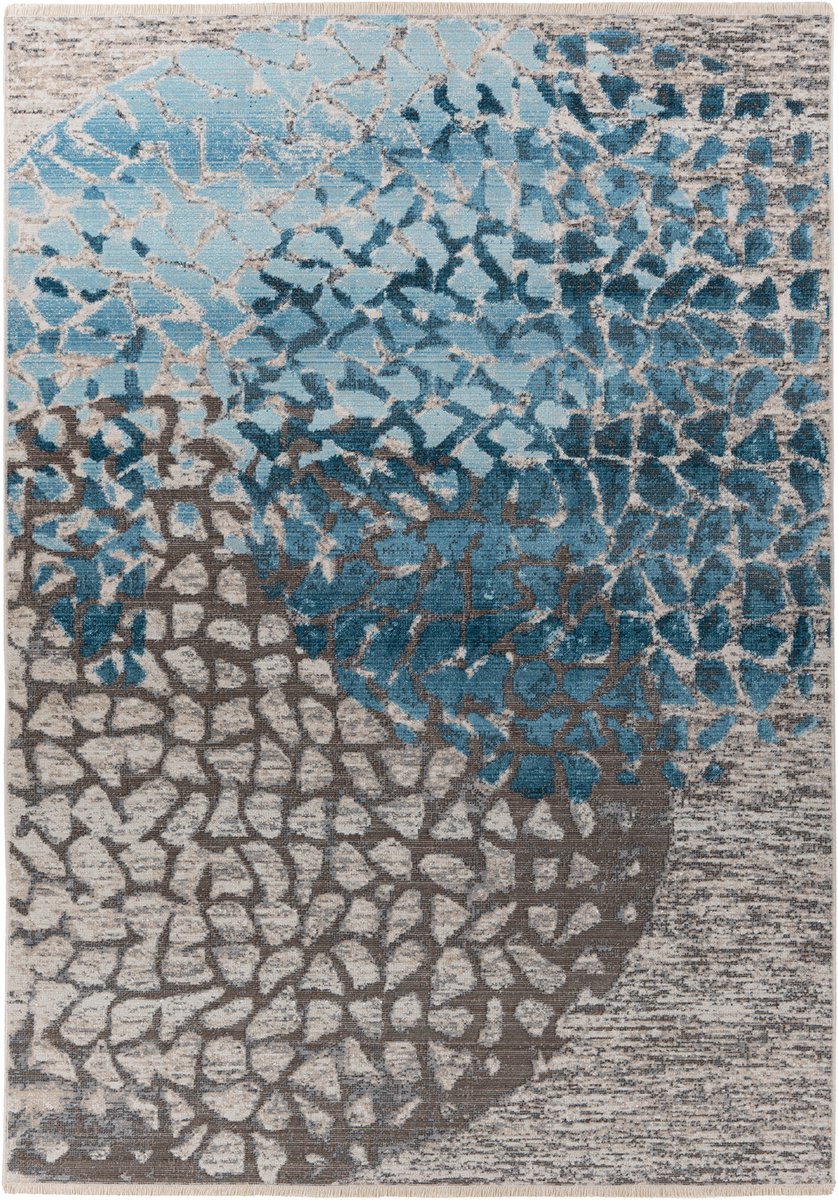 Padiro laagpolig vloerkleed 160 x 230 cm - blauw - modern abstract design - geschikt voor vloerverwarming - van polypropyleen