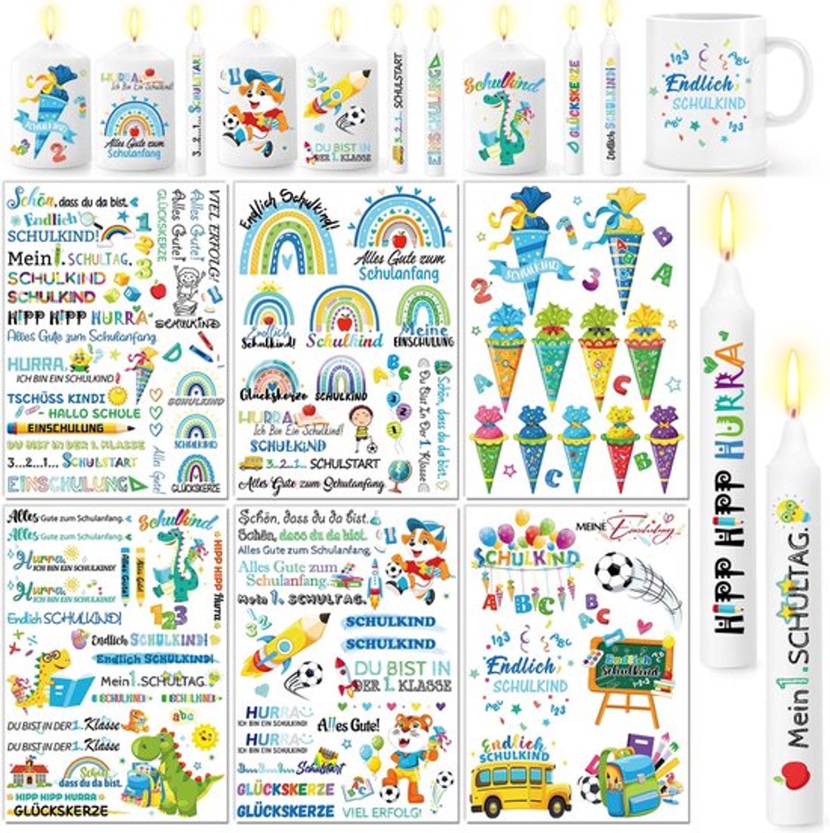 Tatoeages Kinderen - 6 Schoolbladen - DIY Terug naar School - Waterfolie - Kaars Decoratie - Tijdelijke Tatoeages - Tattoo