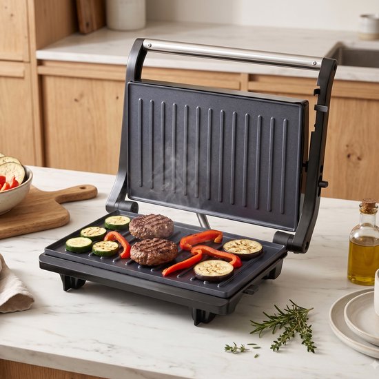 Tomado TGC2001S - Tosti apparaat - 2 Tosti's - PFAS vrij - Contactgrill - Grill apparaat - Tosti ijzer - Zwart/rvs - 750 watt — afbeelding 2