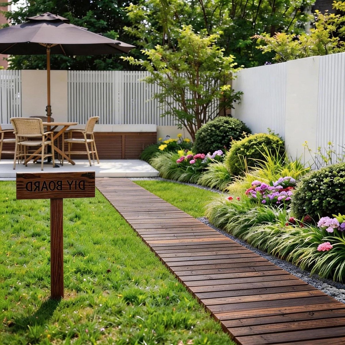 Houten Tuinpad - Houten Loopbrug - Buitenpad Aanleggen - Verzinkte Staalkabels - 20 cm breed - Bruin