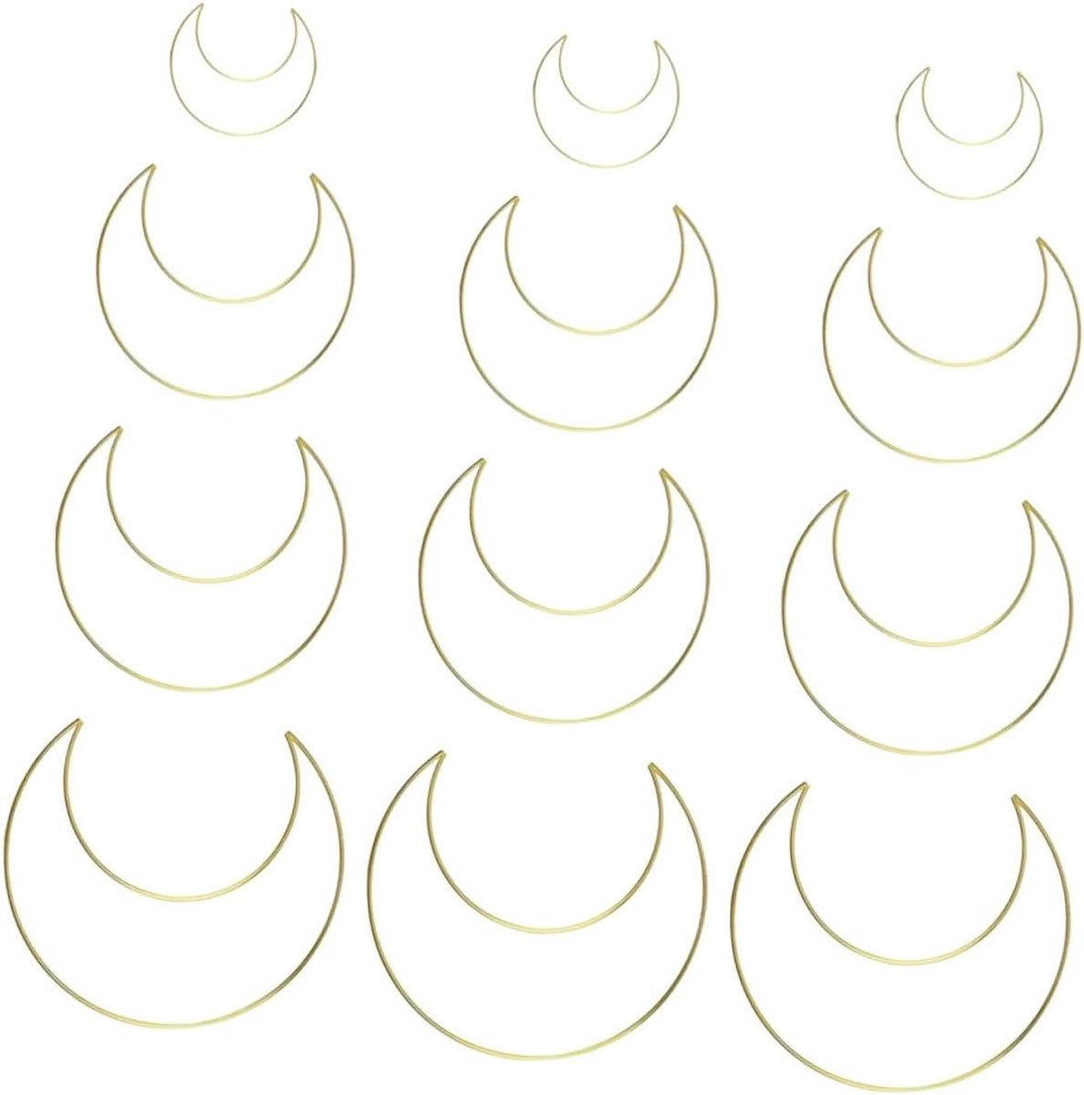 Maanframe Decoratieset - Macramé Hoepels Krans - Dromenvangers Maken - IJzerdraad Materiaal - 12 Stuks - Goud