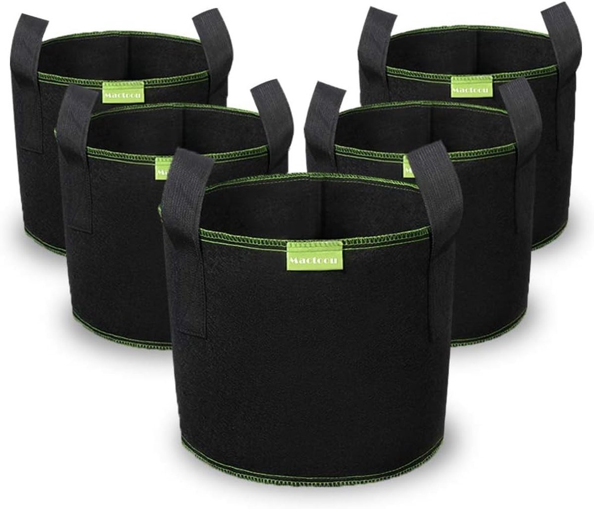 Kiempot - Zwart - 5-Pack 10 Gallon - Ademend Niet-Geweven Textiel - Voor Groenten en Kruiden