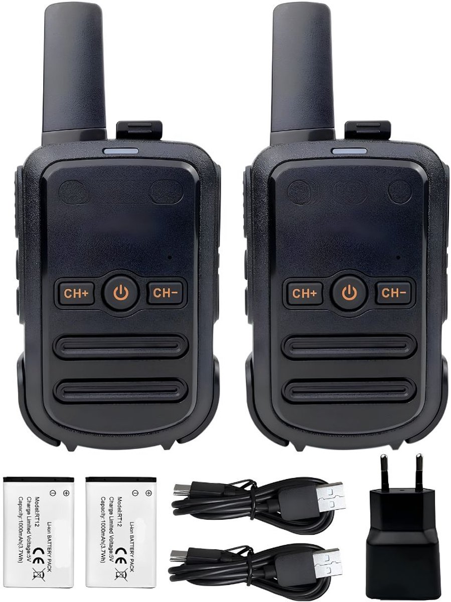 JCP® Portofoon - Walkie Talkie - Walkie Talkie voor Volwassenen & Kinderen - Zwart - 30cm x 15cm x 5cm