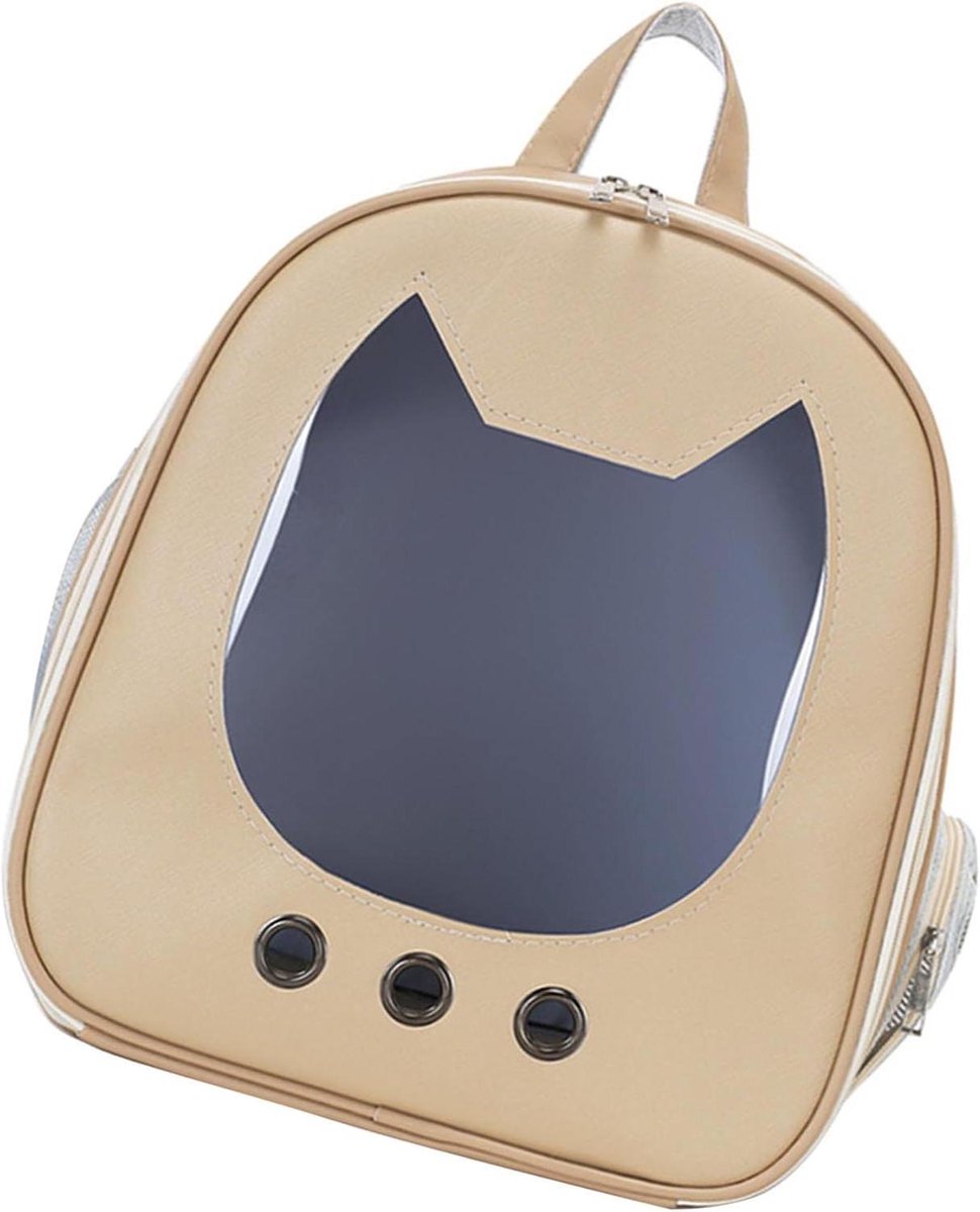 Hondenrugzak Draagtas - Reistas Kat - Huisdier Vervoer - Ademend Mesh Raam - 35x32x4 cm - Khaki