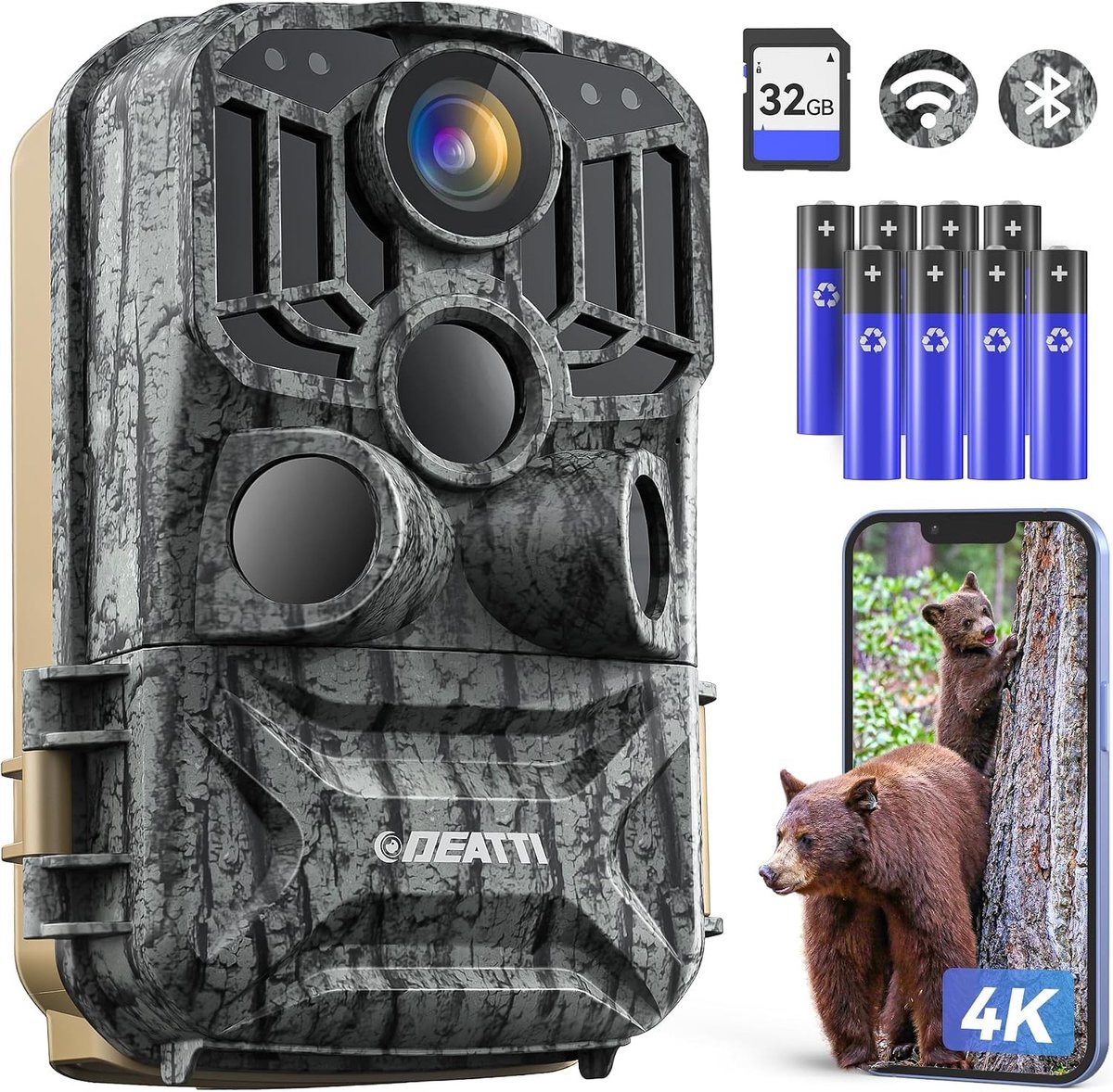 Wildcamera - T4 - 4K 48MP HD - WLAN Bluetooth Bewegingsmelder met Nachtzicht - Waterdicht IP66