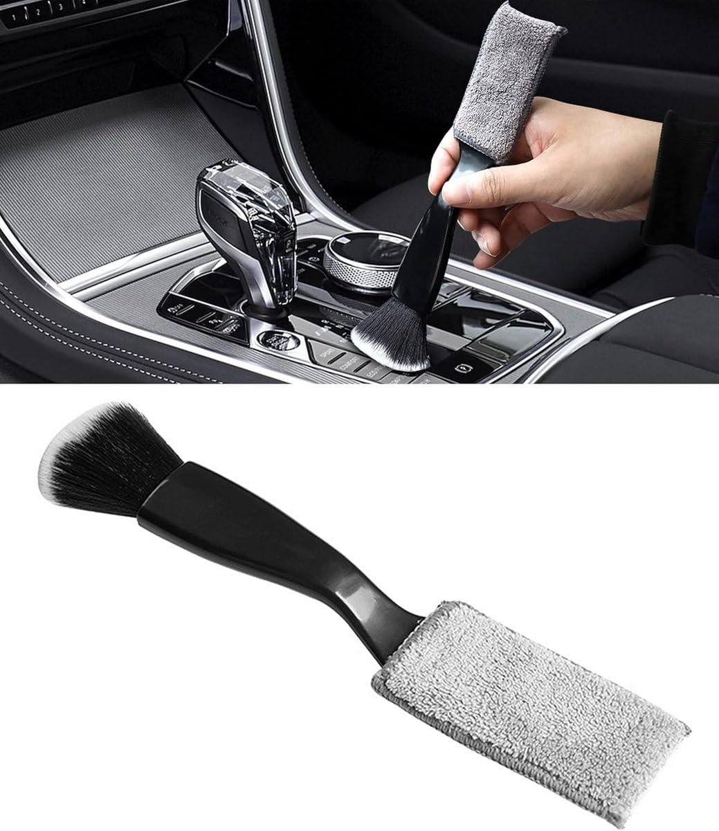 Okado Auto Interieur Stofborstel 2-in-1 met Microvezeldoek – Grijs