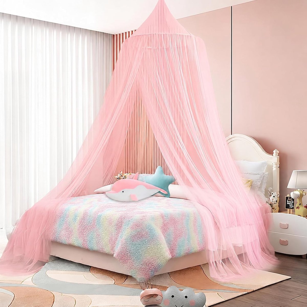 Klamboe 2 persoons - Roze - XL - Polyester Regenboog Bedhemel - Voor Meisjeskamer en Babybed