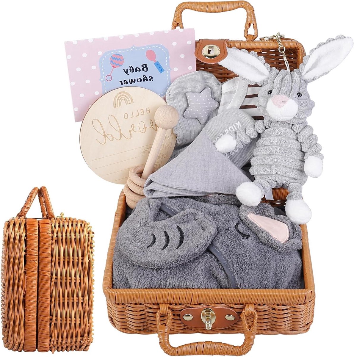 Baby Cadeauset - Kraamcadeau Geboortepakket - Baby Verzorgen - 9 Delig - 1 Mand - Wit Blauw Roze
