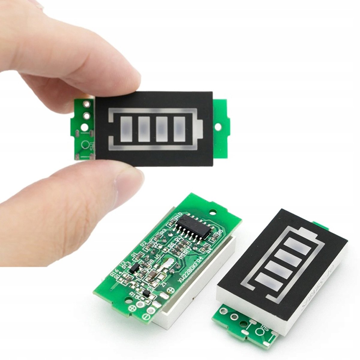 Rosfix Laadindicator 18650 1S-8S - 5-LED Laadniveaus - 5mA, 500ms, 44x20x8mm - Voor Li-Ion Accu's