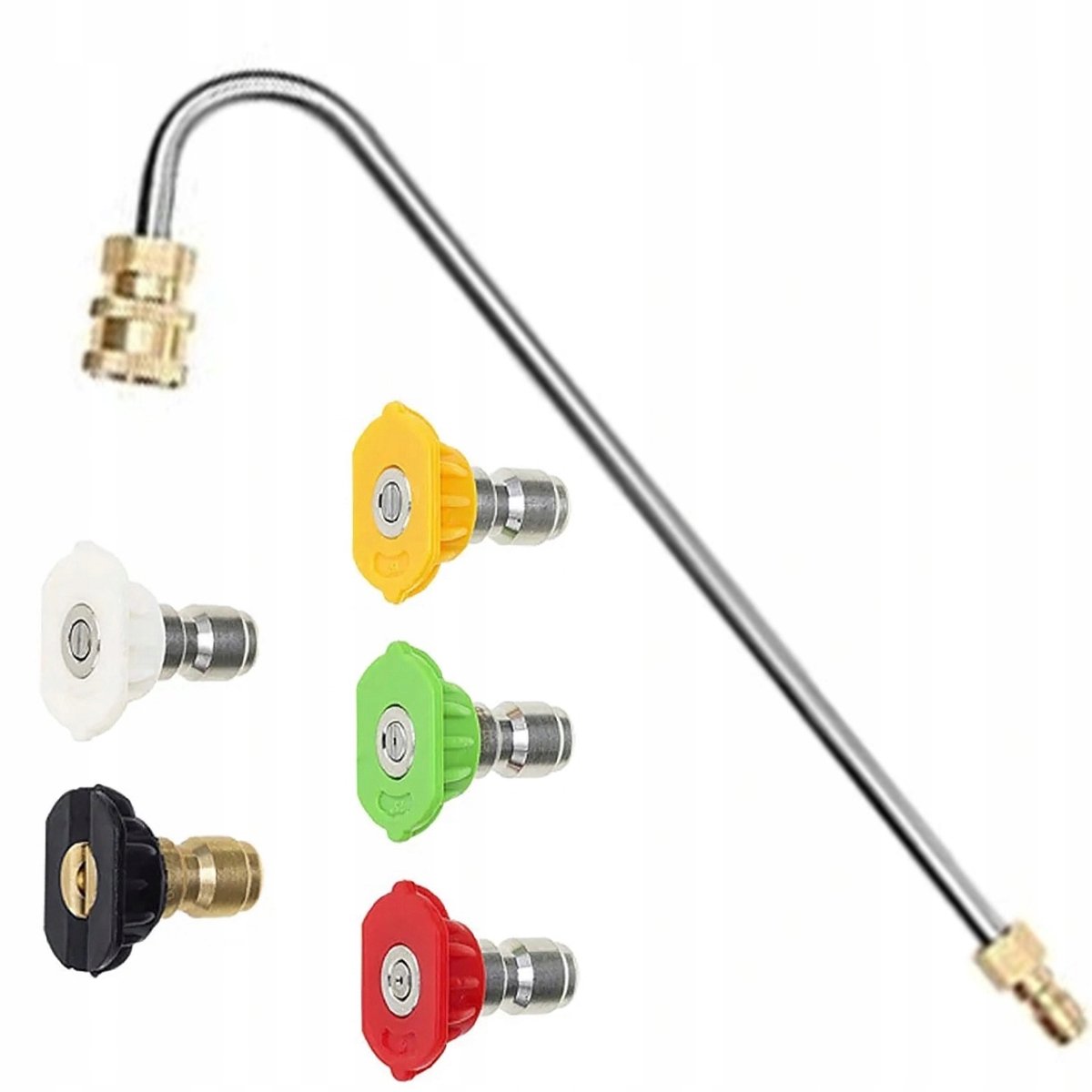 Rosfix Spuitmond Set - 5 Spuitmonden met Snelkoppeling en Hogedruklans U-Type 1/4" 34cm - Geschikt voor Lavor, Parkside