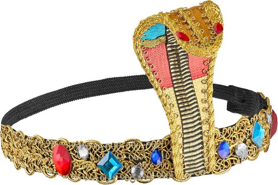 Balinco Egyptische farao kostuum kroon heren - carnaval Egypteres Cleopatra verkleedkleding - Ankhes slang haarband dames - Cleopatra Egyptische kroon - carnaval - Halloween