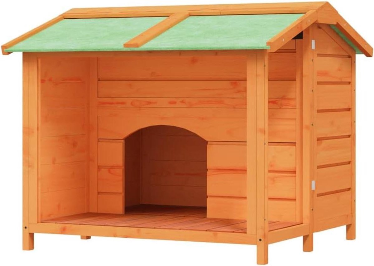 Hondenhok Buiten - Huisdierenhuis Dierenverblijf - Veilige Rustplek - Massief Grenenhout - 96x87x805 cm - Bruin