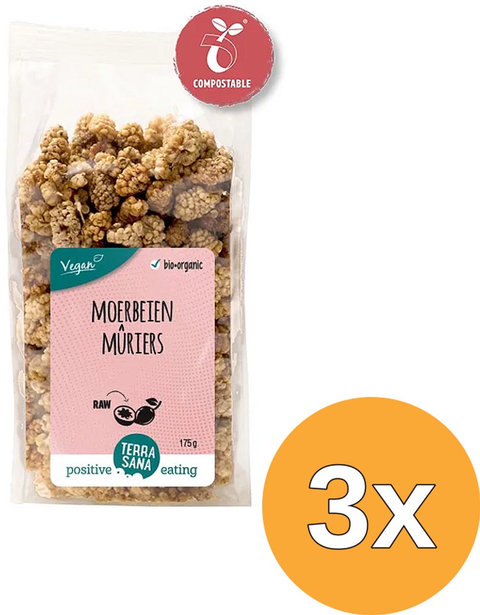 3x Terrasana Raw Moerbei Bessen Wit Bio (175 gr)
