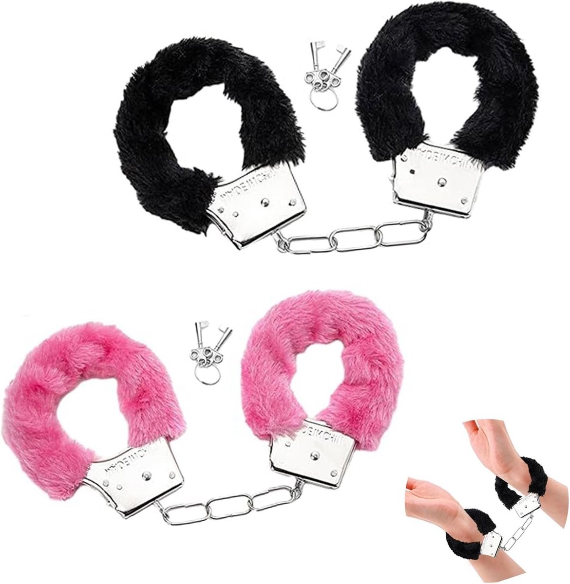Fluffy Handboeien Set met 4 Sleutels, Cosplay Kostuum Accessoires voor Kinderen, Speelgoed voor Feestjes en Dress-up Activiteiten