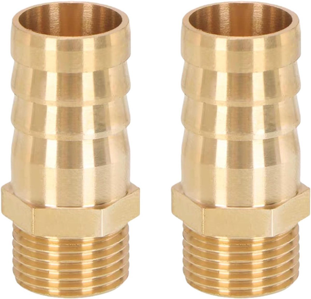 SnelShoppen - 2 Stuks 16 mm Messing Slangtuit met Slangweerhaak Fittingen, 3/8 Inch Slangnippel Connector, Buisadapter voor Water, Gas, Lucht, Tuin en
