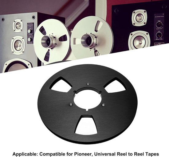 Lege take-up rol 1/4 10,5 inch met 3 gaten van aluminiumlegering voor bandrecorder, universele geluidsband reel, zwart — afbeelding 2