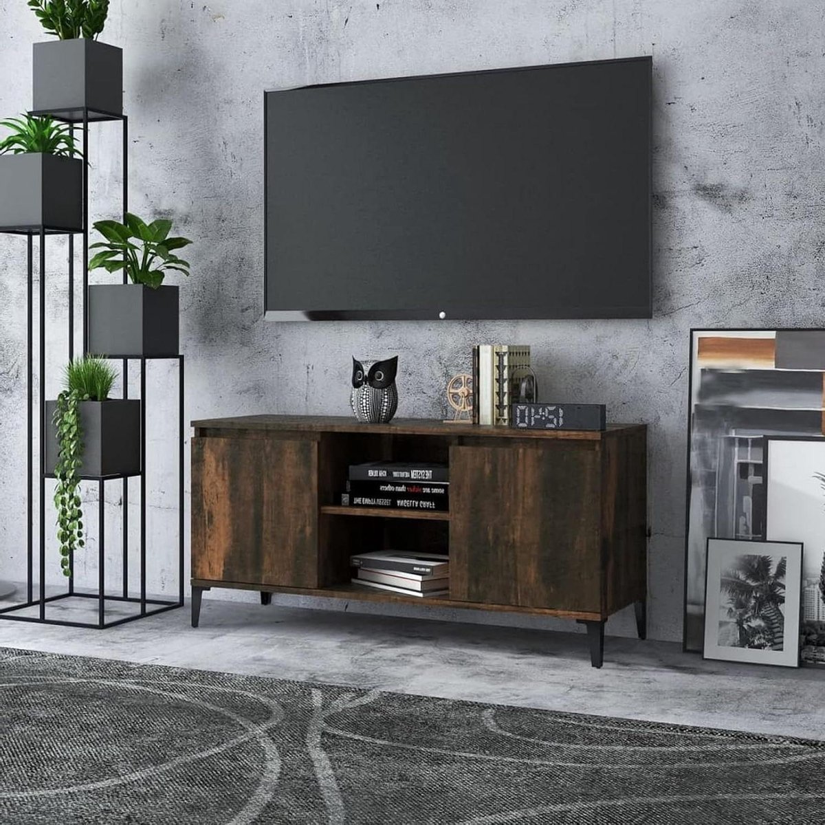 TV-meubel - Tv-tafel - Woonkamer Inrichten - Met metalen poten - 1035 cm breed - Rookkleurig