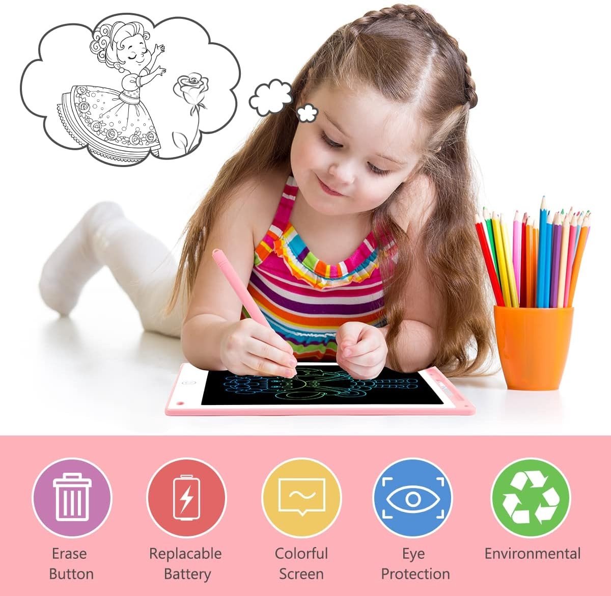 Digitaal notitieblok - Roze - 10 Inch - LCD Kleurenscherm - Elektronisch Schrijfbord voor Kinderen